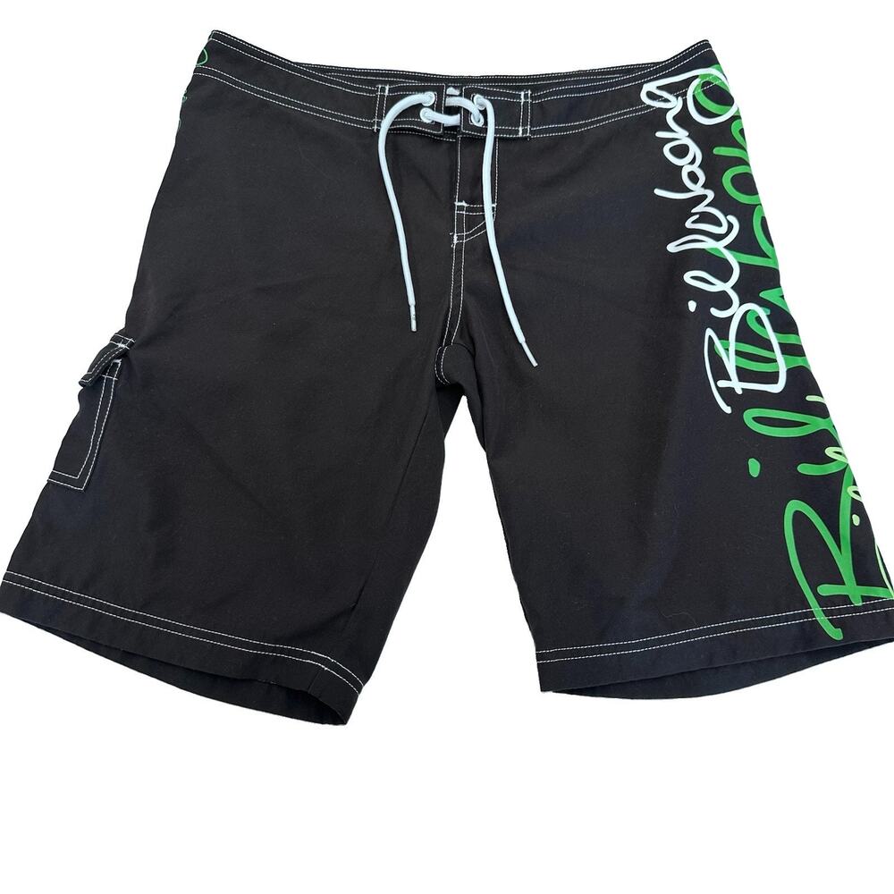 Billabong Womens Juniors Sz 7 Boardshorts Y2K Black Green Knee Length Surf Indie